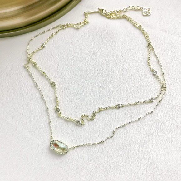 **SOLD**. Elisa Dichroic Glass Multi Strand Necklace Gold - Picture 2 of 3